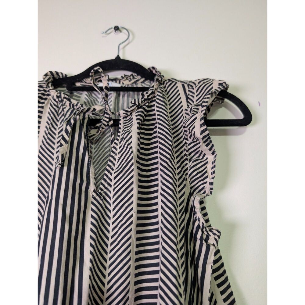 Striped Tiered 100% Cotton Summer Dress Size Small  Cottagecore Ruffle - Picture 7 of 8